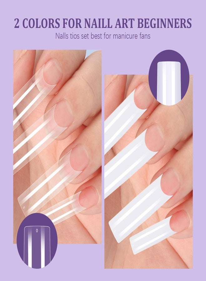 SWEET TREND Fake Nail Tips White Clear: Sweet Trend No C Curve Tapered Square Nail Tips for Acrylic Nails - 480Pcs 12 Sizes Extra Long Straight Nail Extension Kit - with Glue Remover & Glue Acrylic Clippers Set - Image 4